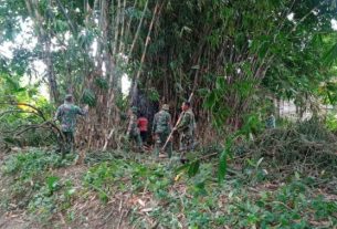 TMMD 110 Bojonegoro, TNI Bersama Warga Ambil Bambu Untuk Sasaran Program