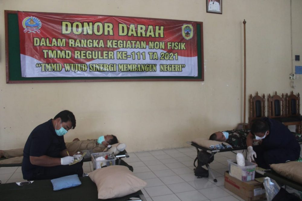 Kegiatan Donor Darah Dipusatkan Di Aula Kecamatan Jaken Sasaran Nonfisik TMMD Desa Tamansari